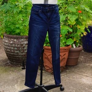 Joe’s Dark wash low-waisted Skinny Jeans with contrast orange stitching